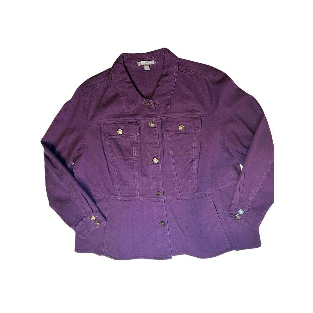 Jessica London Purple Jean Jacket Plus Size 22W NWOT Classic Denim Trucker Style